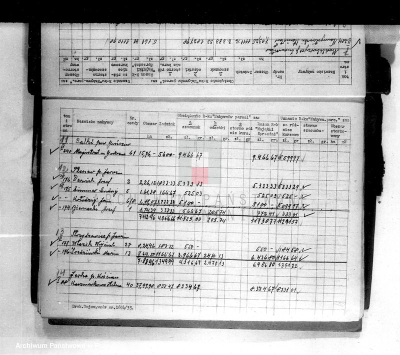 Obraz 13 z jednostki "Obciążenia rachunku nabywców parcel za szacunki /osady markowe/"