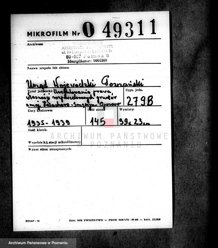 Obraz 2 z jednostki "Uregulowanie prawa własności rozparcelowanych gruntów z majątków Załachowo-Smęrzyn-Oporowo powiatu szubińskiego"