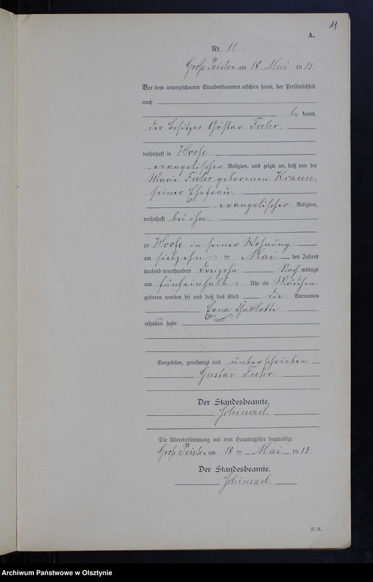 image.from.unit.number "Geburts-Neben-Register Nr 1 - 38 [Księga urodzeń- wtóropis ]"