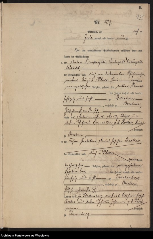 image.from.unit.number "Heiraths-Haupt-Register Breslau II 1890 Band 5"