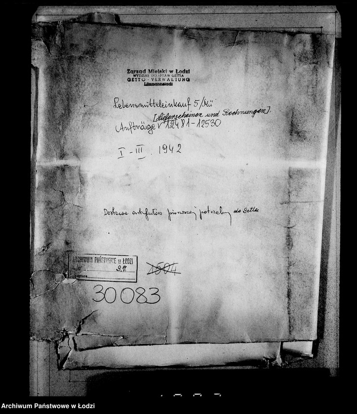 Obraz 4 z jednostki "Aufträge [Lieferscheinen und Rechnungen] 12481-12530 Lebensmitteleinkauf 5/Mü [Dostawa artykułów pierwszej potrzeby do Getta]."