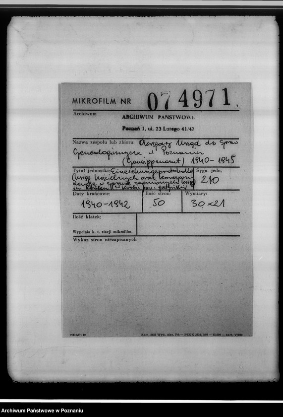 image.from.unit.number "Einziehungsprotokolle [ksiąg kościelnych oraz korespondencja w sprawie zaginionych ksiąg] in Kröben [w Krobi, powiat gostyński]"