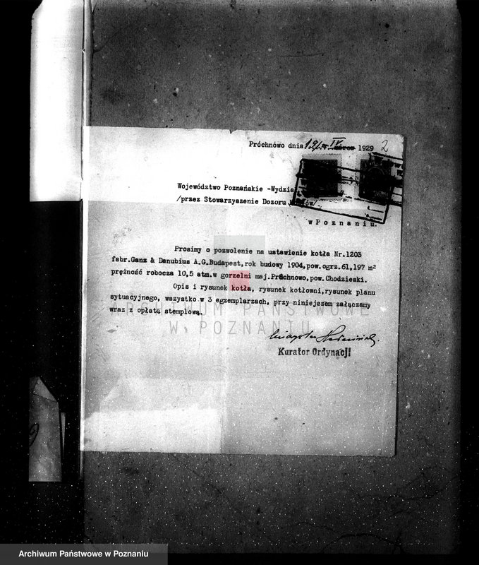 Obraz 6 z jednostki "Gorzelnia majątku Próchnowo pow. chodzieski zatwierdzenie kotła parowego"