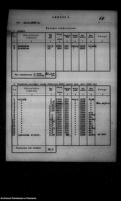 Obraz 14 z jednostki "Kwestionariusz Odlewni żelaza i warsztatów mechanicznych Zb. Broekere Poznań-Antoninek"
