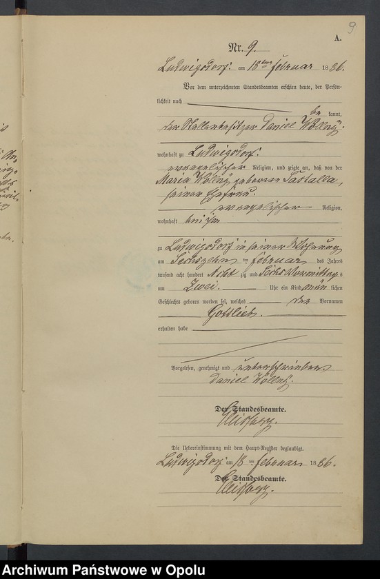 image.from.unit.number "Geburts-Neben-Register Standesamts Ludwigsdorf pro 1886"