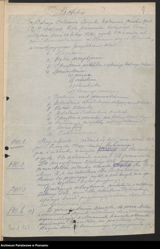 Obraz 4 z jednostki "Koło Pracowników Kolejowych w Poznaniu - sprawozdania i protokoły zebrań."