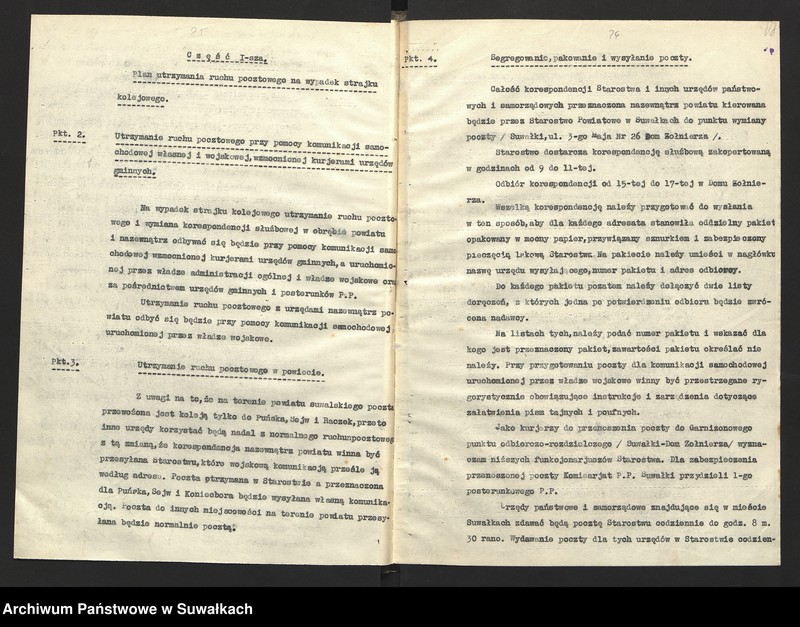 image.from.unit.number "[Plan powiatowy utrzymania ruchu pocztowego pomiędzy starostwem i urzędem wojewódzkim oraz w obrębie powiatu z urzędami gminnymi i posterunkami Policji Państwowej na wypadek strajku kolejowego i pocztowo-telegraficznego]"
