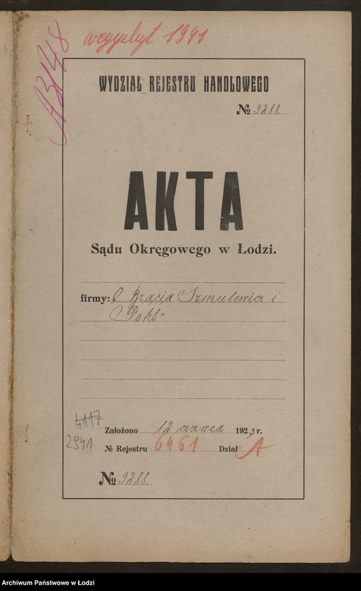 Obraz 2 z jednostki "Bracia Szmulewicz i Pohl- handel materiałami opałowymi i budowlanymi"