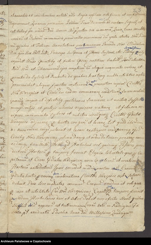 image.from.unit.number "[Kopia wierzytelna przywileju Augusta III, króla polskiego, z dnia 25 kwietnia 1763 roku, potwierdzającego prawa i wolności miasta Krzepic, sporządzona 11 lipca 1836 roku przez Augustyna Śliwińskiego]"
