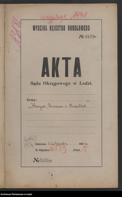 Obraz 2 z jednostki "Kerger, Konzon i Rozenblat- fabrykacja wyrobów bawełnianych"
