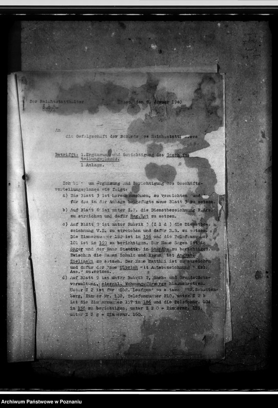 Obraz 5 z jednostki "Einführung der Antigue - Schrift, Dienstzeitregelung, Fernsprecher, Geschäftsverteilungsplan, Luftschutzwache"