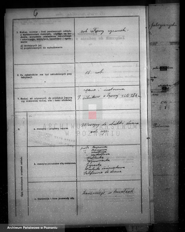 image.from.unit.number "Zatwierdzenie projektu zakładu przemysłowego /fabryki mebli/ nr 432 własność M. Dostatniego w Poznaniu"