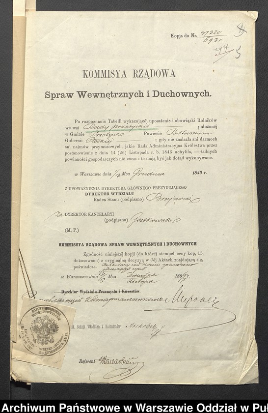 image.from.unit.number "O urządzaniu chłopów byłej rządowej wsi kolonialnej Budy, gm. Długosiodło, wchodzącej przy opublikowaniu ważnych dekretów z dnia 19 lutego, 12 marca 1864 r. (Skład prywatnej własności Przetycz podległej Stanisławowi Damięckiemu)"