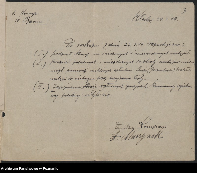 Obraz 6 z jednostki "Kampania Straży Ludowej w Kłecku IV Baon [Raporty]"