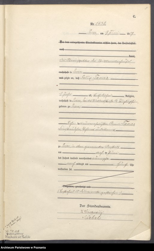 Obraz 7 z jednostki "Księga miejscowa zgonów tom IV [Rejestr główny zgonów]"