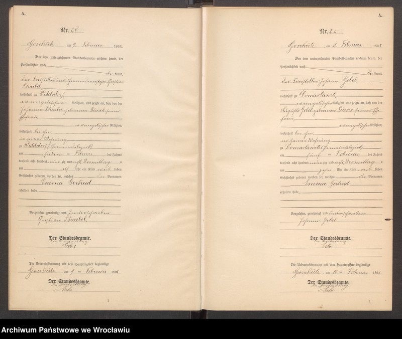 Obraz 13 z jednostki "księga urodzeń Urzędu Stanu Cywilnego w Goszczu (Goschütz) 1898"
