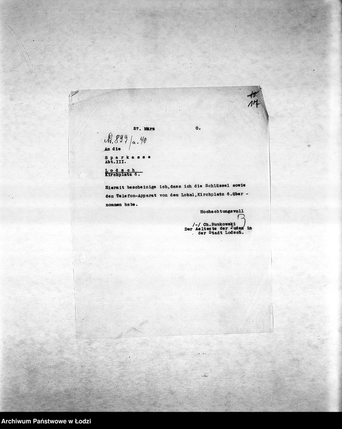 Obraz 19 z jednostki "[Korespondencja PSŻ w sprawie przesiedlenia Żydów do getta, zajmowania mieszkań i publicznych lokali, zamknięcia getta]"