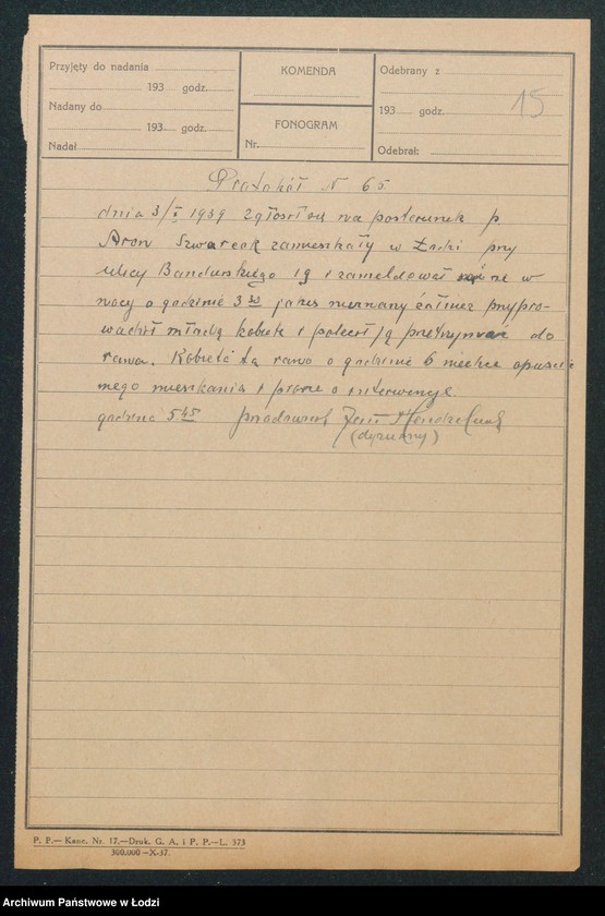 Obraz 17 z jednostki "[Akta X Komisariatu Milicji Obywatelskiej - protokoły zajść ulicznych, aresztowań i osób zaginionych]"