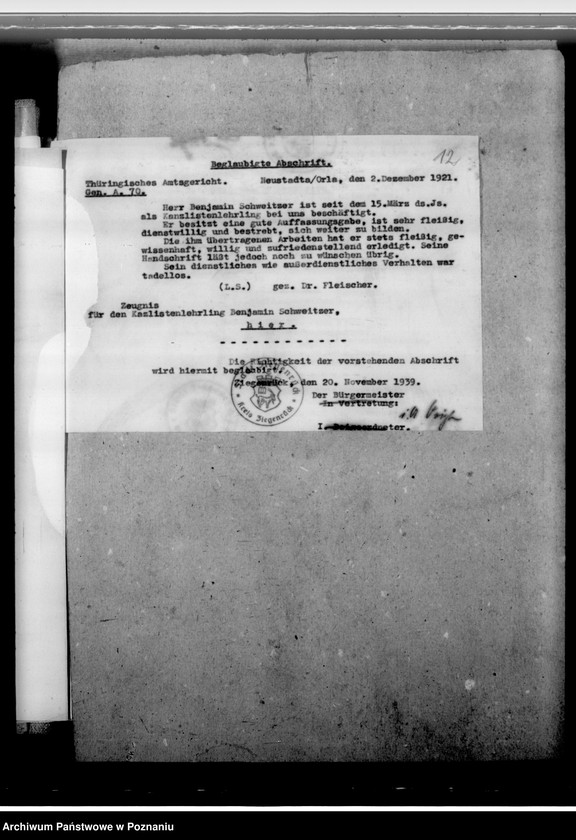 Obraz 16 z jednostki "Schweitzer, Benjamin - komisarz obwodowy w Dłutowie, powiat Łask"