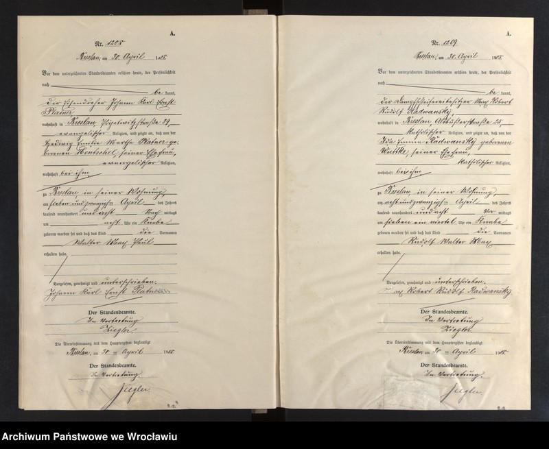 image.from.unit.number "Geburts-Neben-Register Breslau I 1908 Band 4"