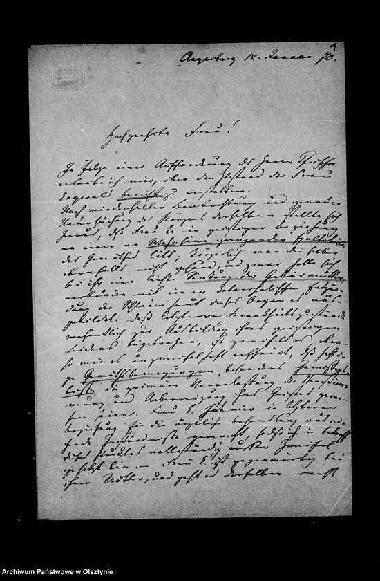 image.from.unit.number "/Briefe an die Gräfin Anna Lehndorff- Steinort das Siechenhaus in Angerburg betreffend/"