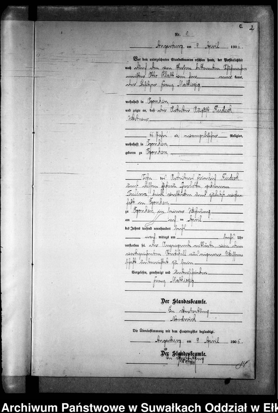 image.from.unit.number "Sterbe-Neben-Register des Preussischen Standes-Amtes Gr. Strengeln Kreis Angerburg"