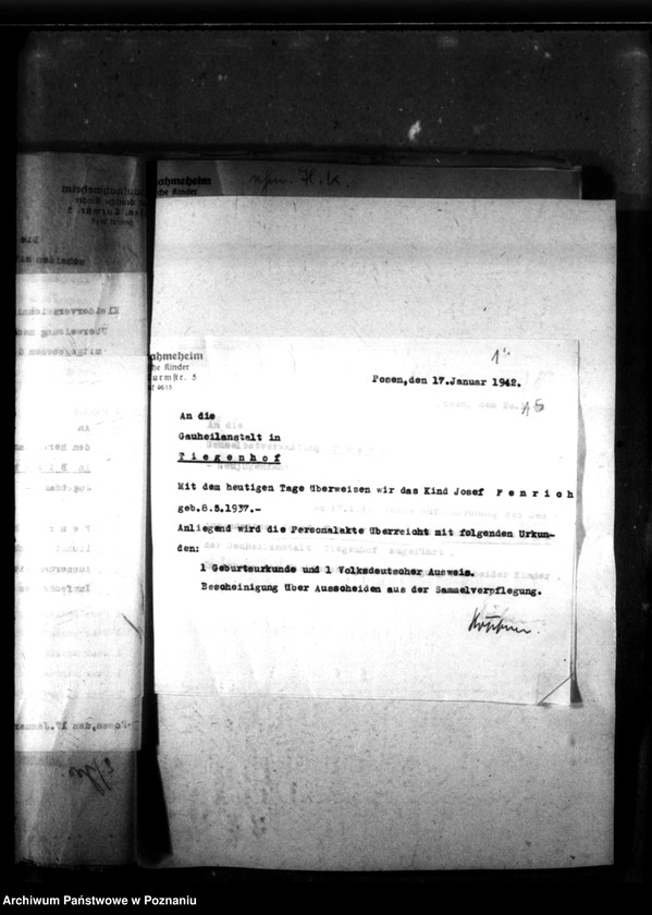 Obraz 19 z jednostki "Ehemalige Heimkinder von 1941 bis 30 V 1942, A-R. [Przyjęcia i przekazania dzieci, litera A-R]."