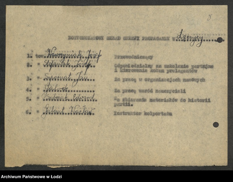Obraz 9 z jednostki "Sprawozdania [z działalności, protokoły posiedzeń] sekcji propagandy komitetów powiatowych i komitetów miejskich"
