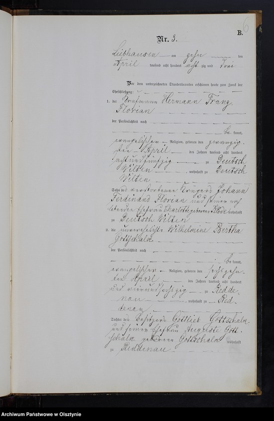 Obraz 8 z jednostki "Heiraths-Neben-Register Nr 1 - 11"