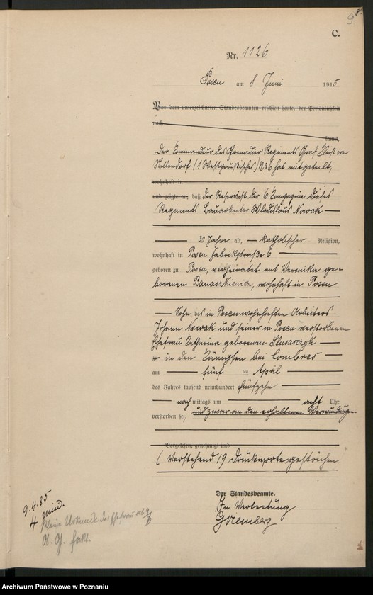 Obraz 11 z jednostki "Księga miejscowa zgonów tom III [Rejestr główny zgonów]"