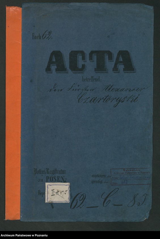 Obraz 2 z jednostki "A. betr. den Fürsten Alexander Czartoryski"