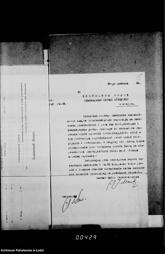 Obraz 19 z jednostki "Akta dotyczące profanacji grobów dokonanych przez żołnierzy"