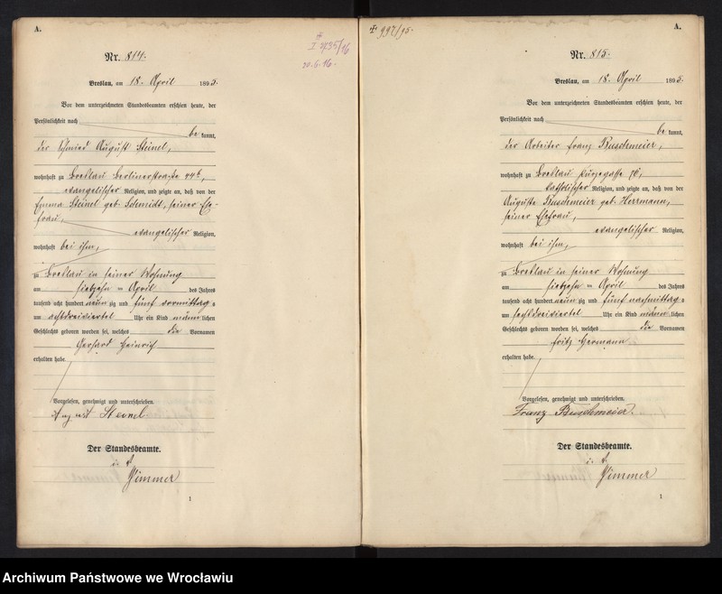 image.from.unit.number "Geburts-Haupt-Register Breslau I 1895 Band 3"