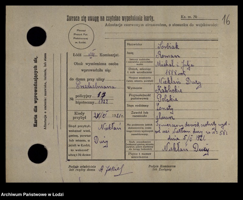Obraz 18 z jednostki "[Spis ludności Łodzi] Sońka-Sowiński"