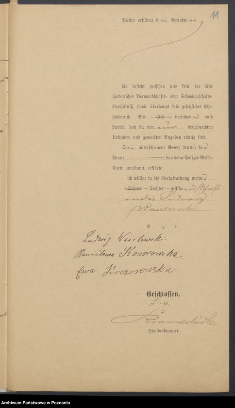 Obraz 13 z jednostki "Die von den Verlobten beigebrachten Urkunden zur Eheschliessung pro 1899"