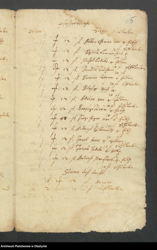 image.from.unit.number "Register uber Einname undt Ausgabe bei der Kirchen Hohenfurst von Martini des 1607 biß auff Martini 1608 Jahrs"