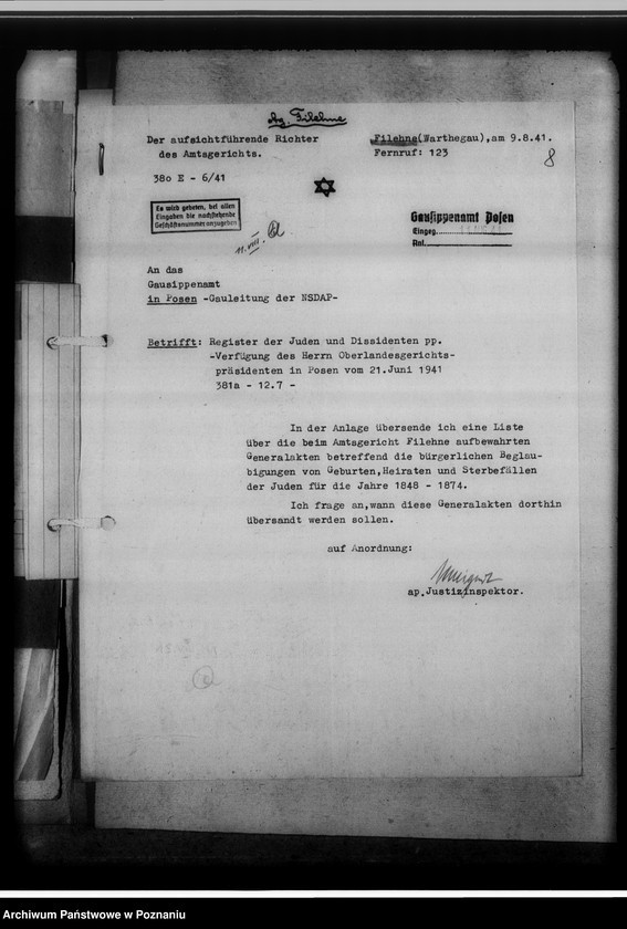 Obraz 12 z jednostki "Personenstandsregister der Judengemeinde /[owiaty: czarnkowski, obornicki, szamotulski]"