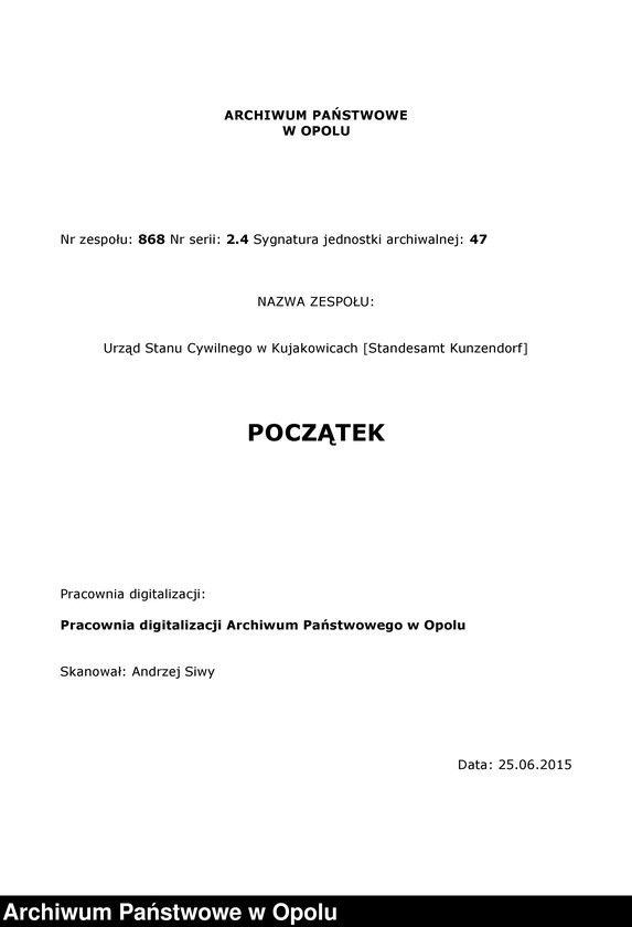 Obraz 1 z jednostki "Heiraths-Neben-Register Standesamts Kunzendorf pro 1885"