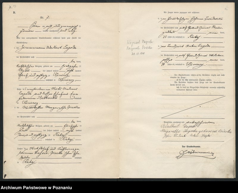 Obraz 9 z jednostki "Księga miejscowa małżeństw [Rejestr główny małżeństw]"