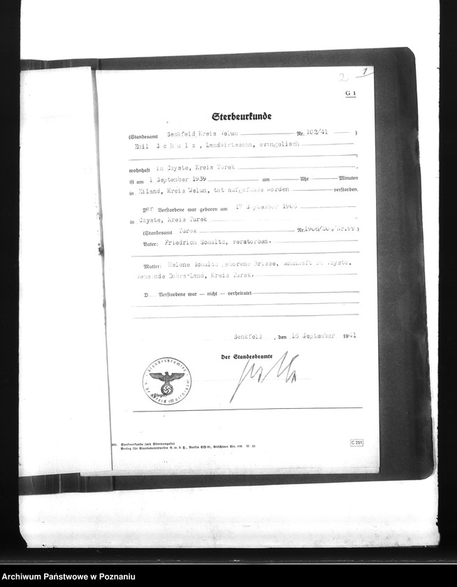 Obraz 6 z jednostki "Wykazy miejscowych Niemców, którzy zginęli w 1939 roku. Kreis Wielun"