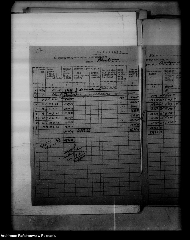 Obraz 16 z jednostki "/Wykaz szacunku przyjęcia dla państwowych nieruchomości ziemskich rozparcelowanych przed 1932/"