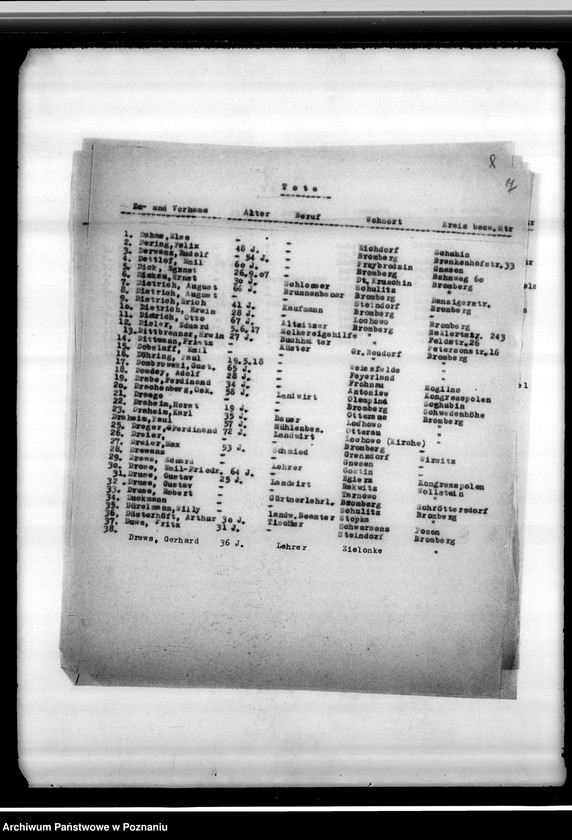 Obraz 11 z jednostki "Spisy zmarłych i zaginionych w 1939 roku miejscowych Niemców"