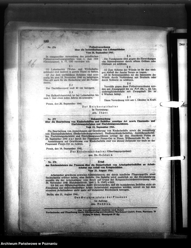 Obraz 19 z jednostki "Anordnung und Erlasse über Wohnung und Mietpolitik im Reichsgau Wartheland"