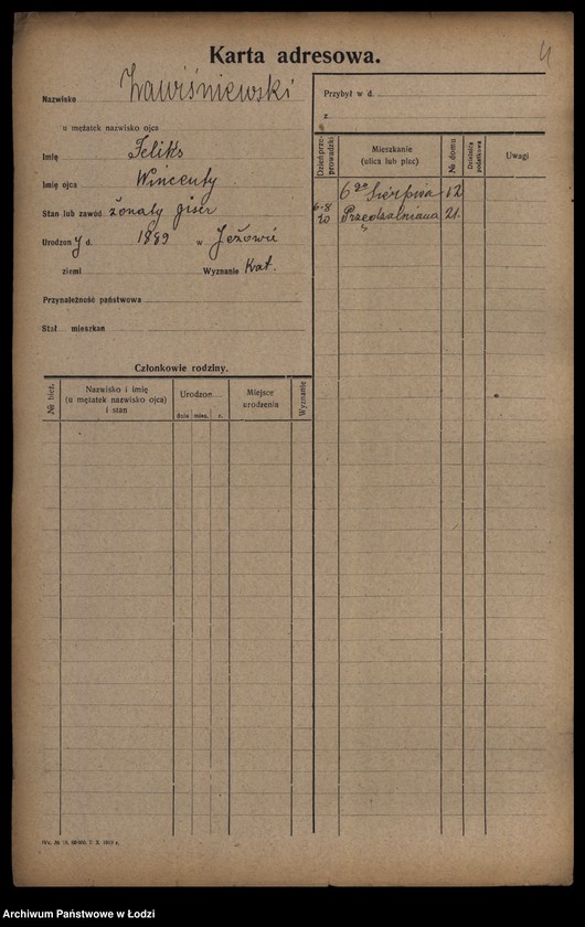 Obraz 6 z jednostki "[Spis ludności Łodzi] Zawisłowski - Zdunek"
