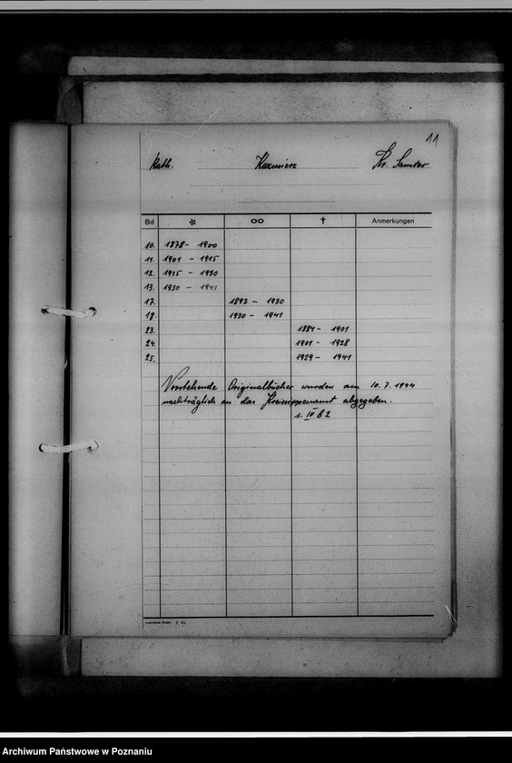 Obraz 15 z jednostki "Bücherverzeichnis, Kreissippenamt Samter [Szamotuły]"