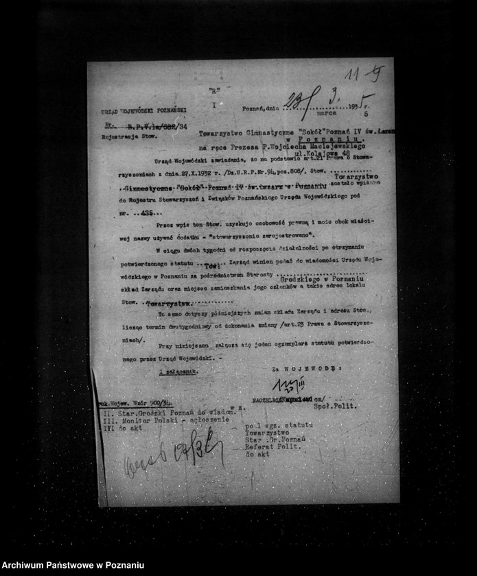 Obraz 15 z jednostki "/Towarzystwo Gimnastyczne Sokół Poznań IV św. Łazarz w Poznaniu - rejestracja/"