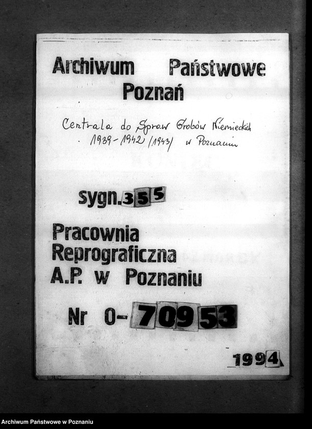 Obraz 1 z jednostki "Kreis Jarotschin (Jarocin). Wykazy miejscowych Niemców, którzy zginęli w 1939 roku."