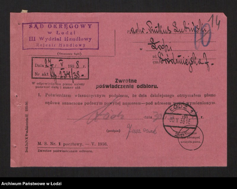 Obraz 16 z jednostki "Aron Lajb Berliński- spółka komandytowa przemysł pończoszniczy"