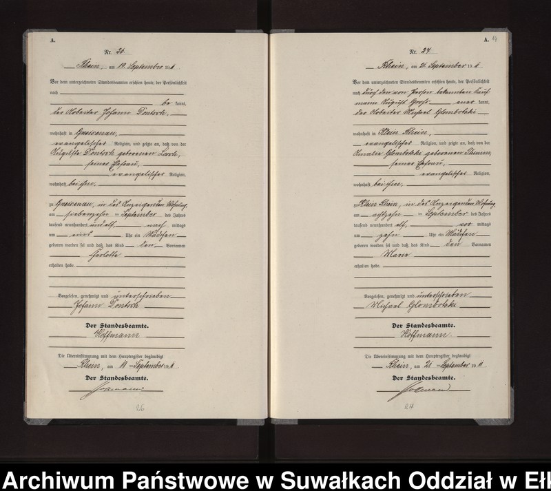 image.from.unit.number "Geburts-Neben-Register des Königlichen Preussischen Standes-Amtes Gneist Kreis Lötzen"