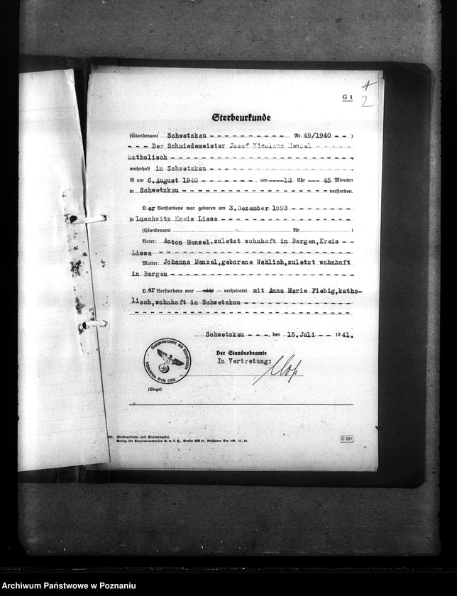 Obraz 6 z jednostki "Wykazy miejscowych Niemców, którzy zginęli w 1939 roku. Kreis Lissa (Leszno)"